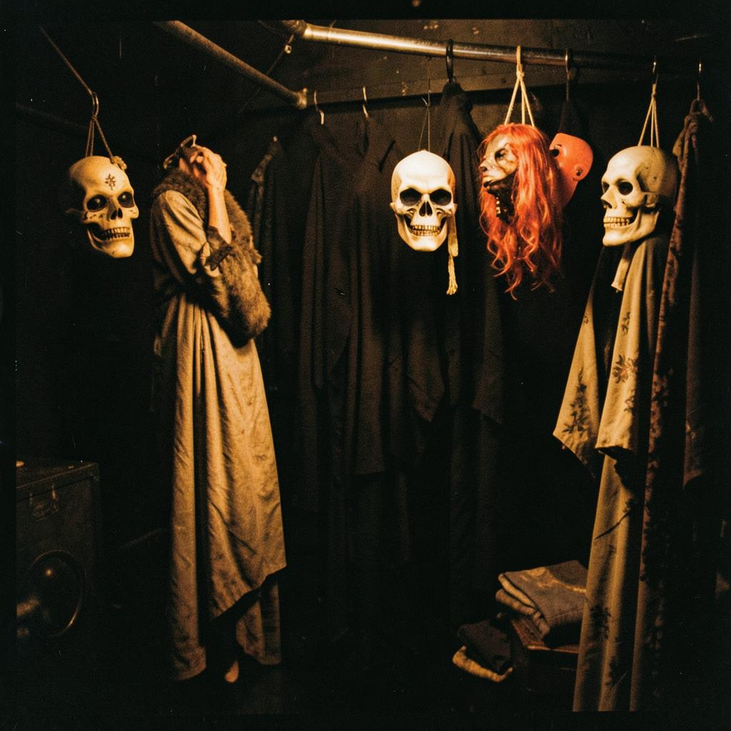 Maschere e costumi nel backstage del teatro